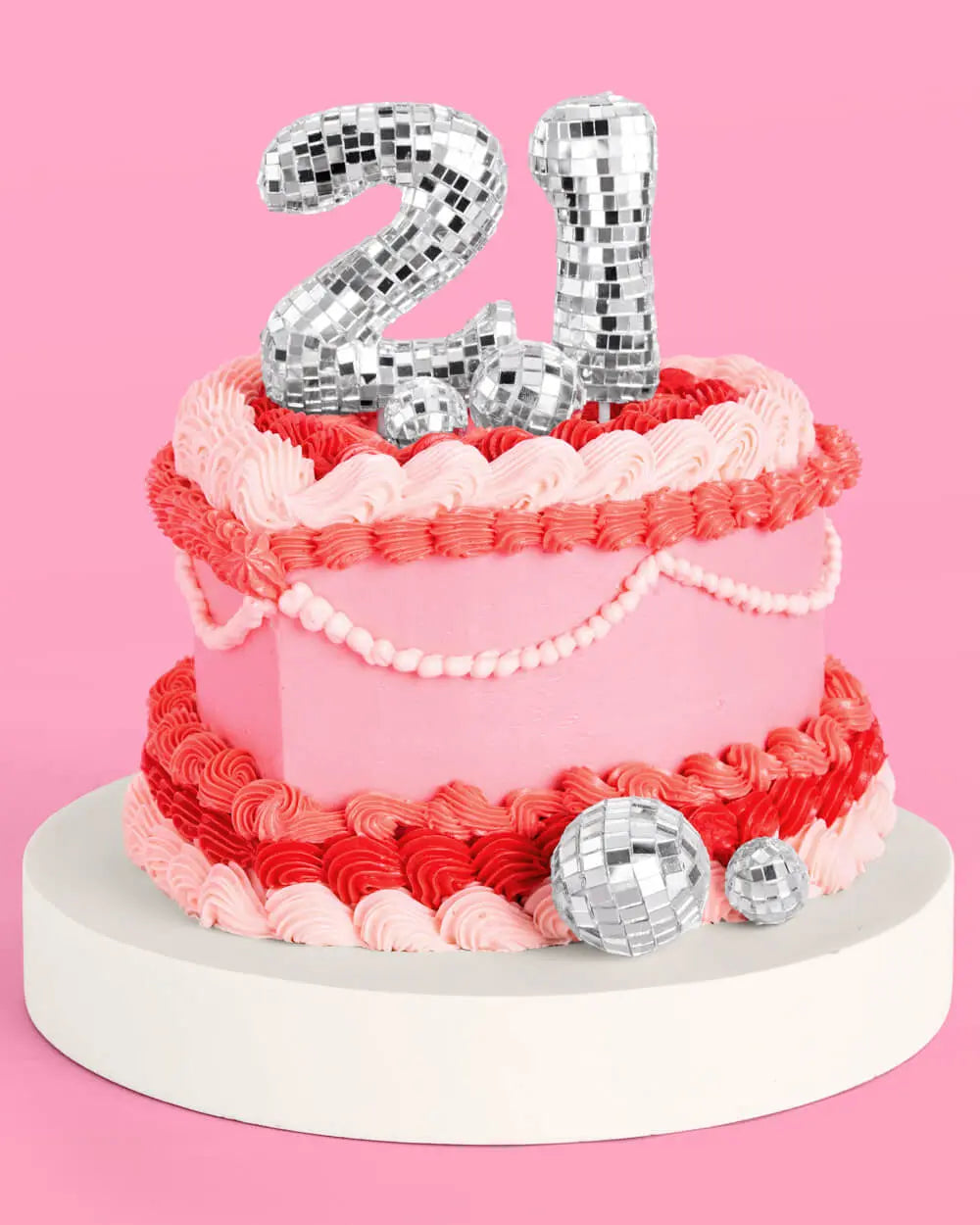 21 Disco Topper - 6 pc mirrored cake toppers xo, Fetti