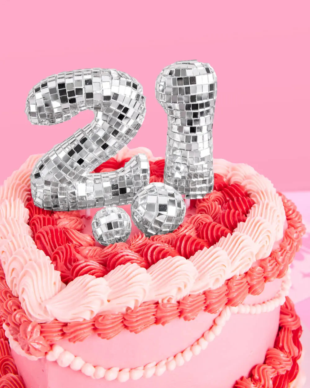 21 Disco Topper - 6 pc mirrored cake toppers xo, Fetti