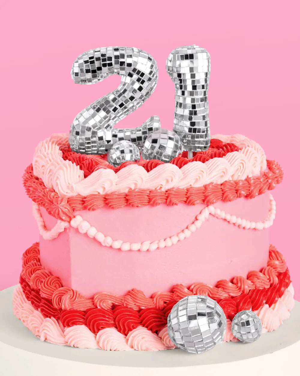 21 Disco Topper - 6 pc mirrored cake toppers xo, Fetti