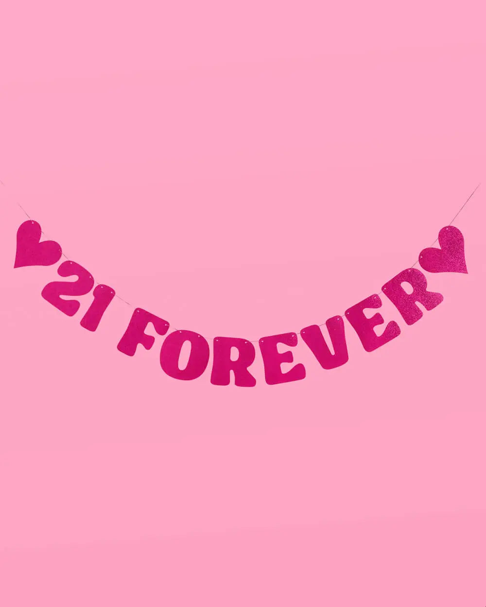 21 Forever Banner - hot pink glitter banner xo, Fetti