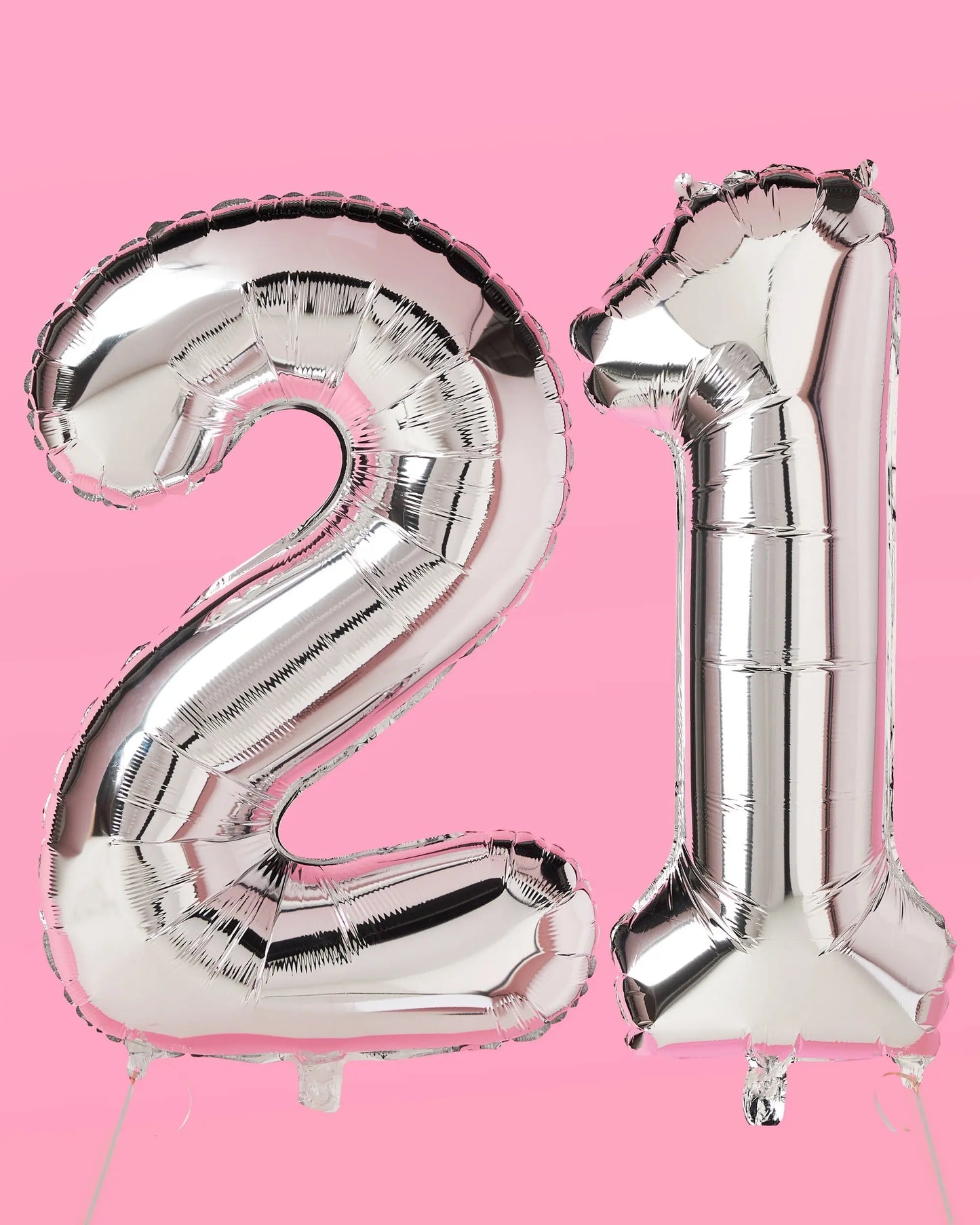 21 Number Balloons - 40" silver foil balloons xo, Fetti