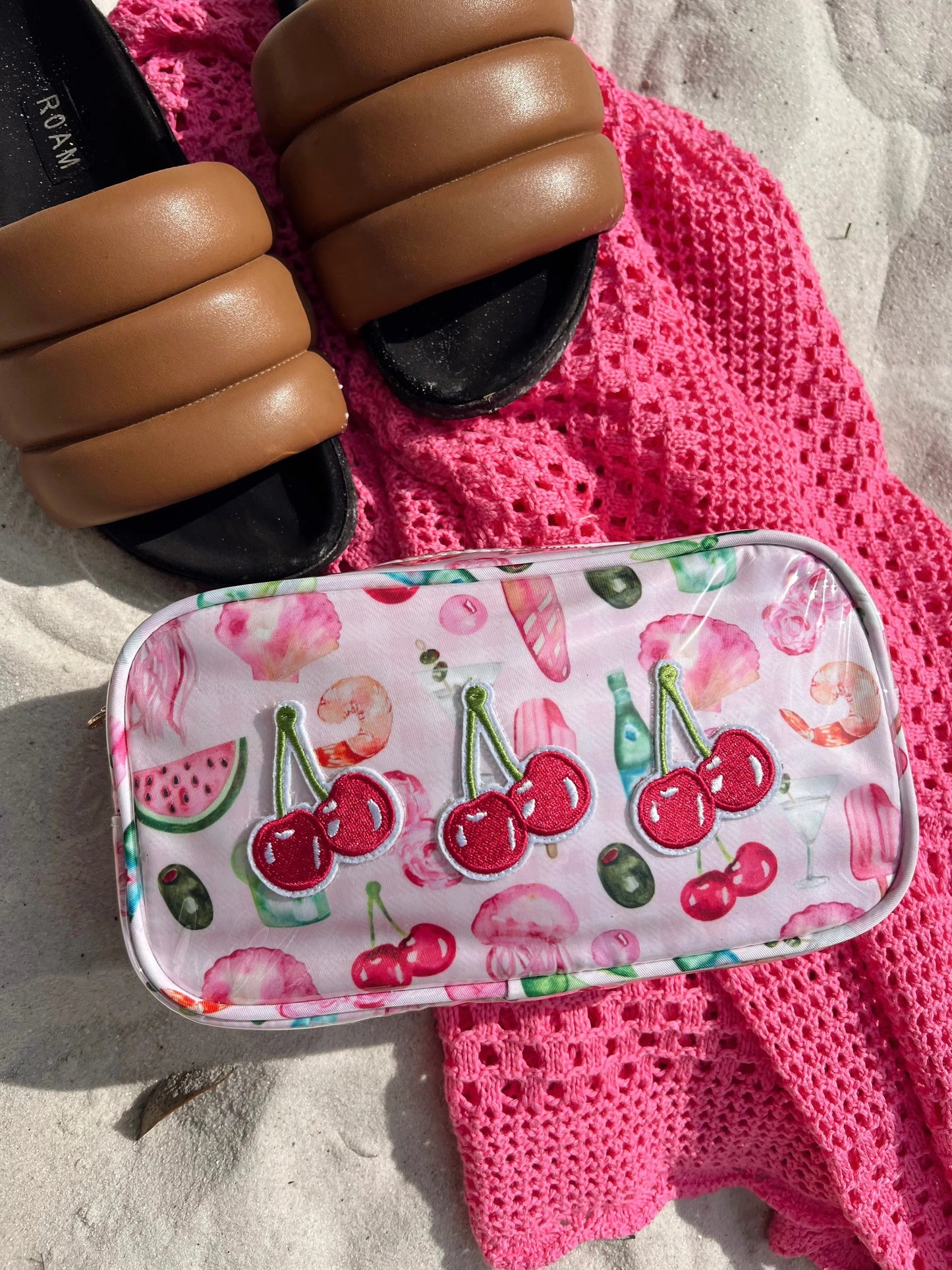 3 Cherries - Pink Summer Spritz Clear Coat Large Bag KenzKustomz
