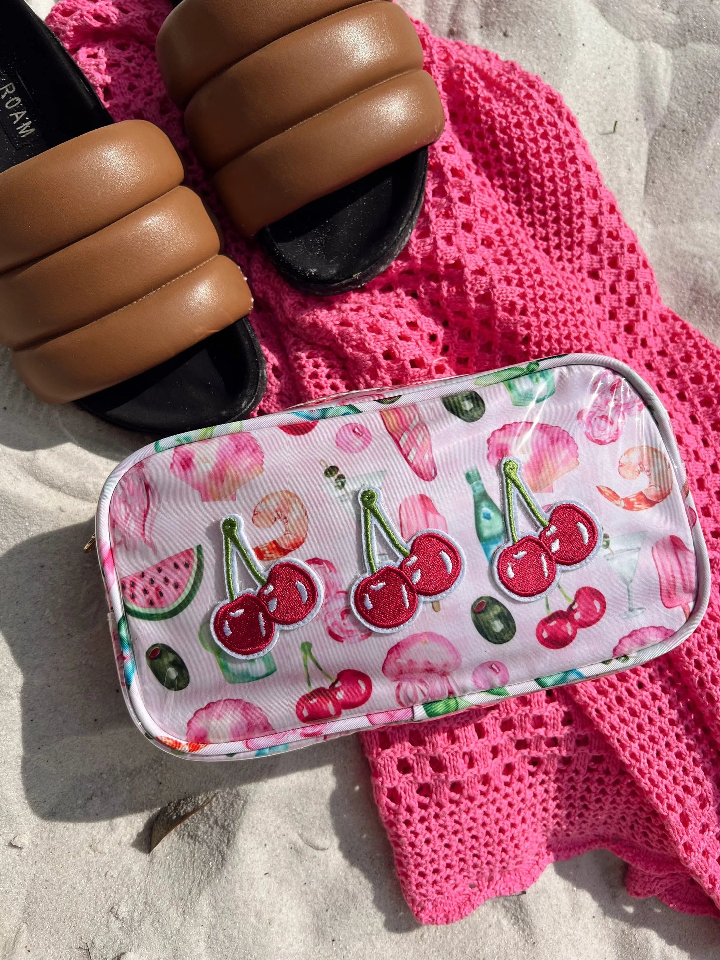 3 Cherries - Pink Summer Spritz Clear Coat Large Bag KenzKustomz