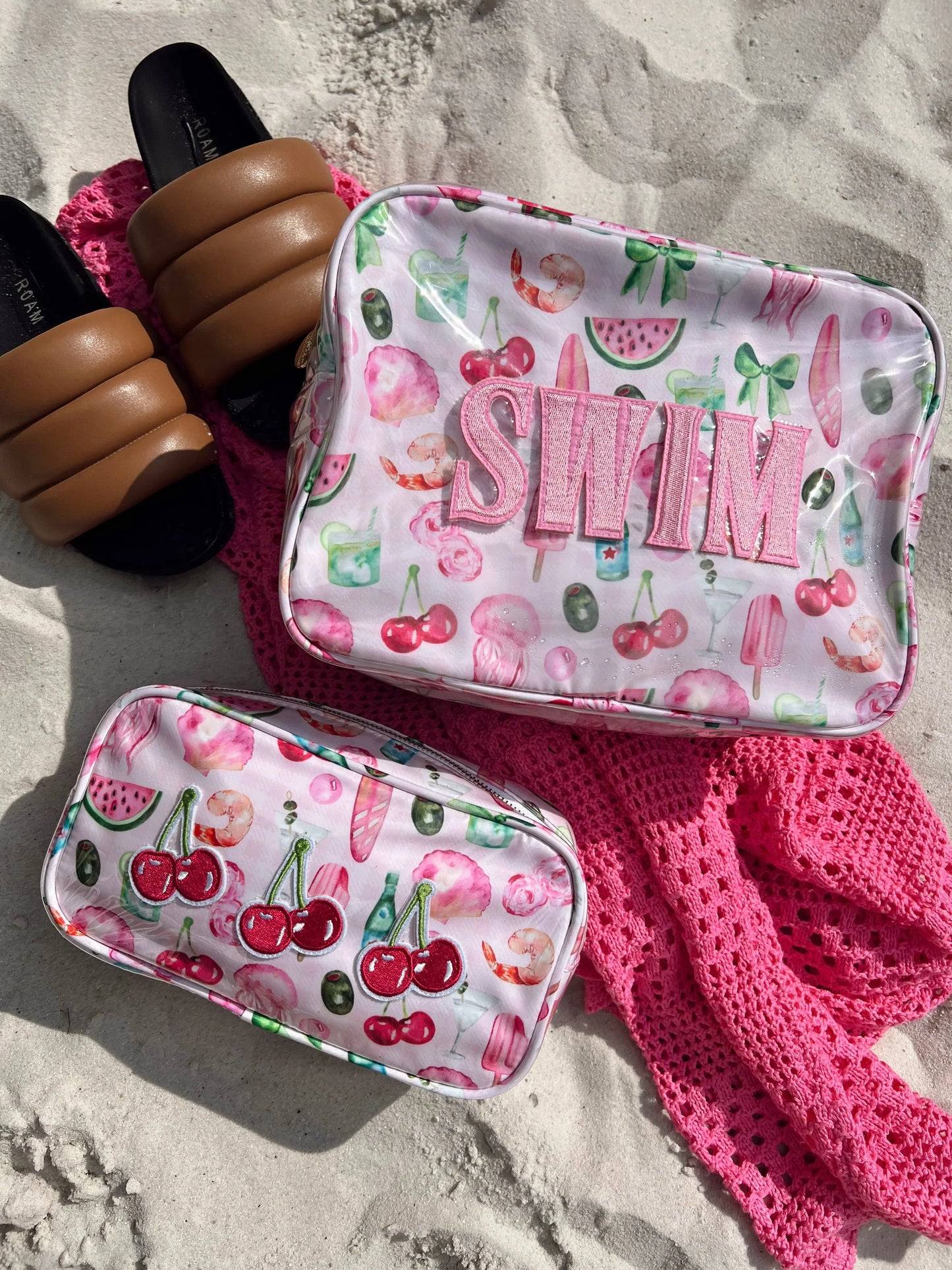 3 Cherries - Pink Summer Spritz Clear Coat Large Bag KenzKustomz