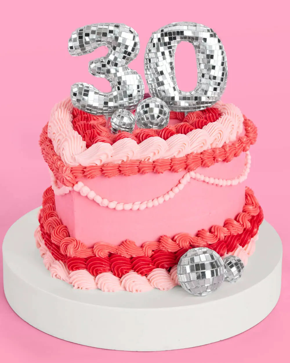 30 Disco Topper - 6 pc mirrored cake toppers xo, Fetti