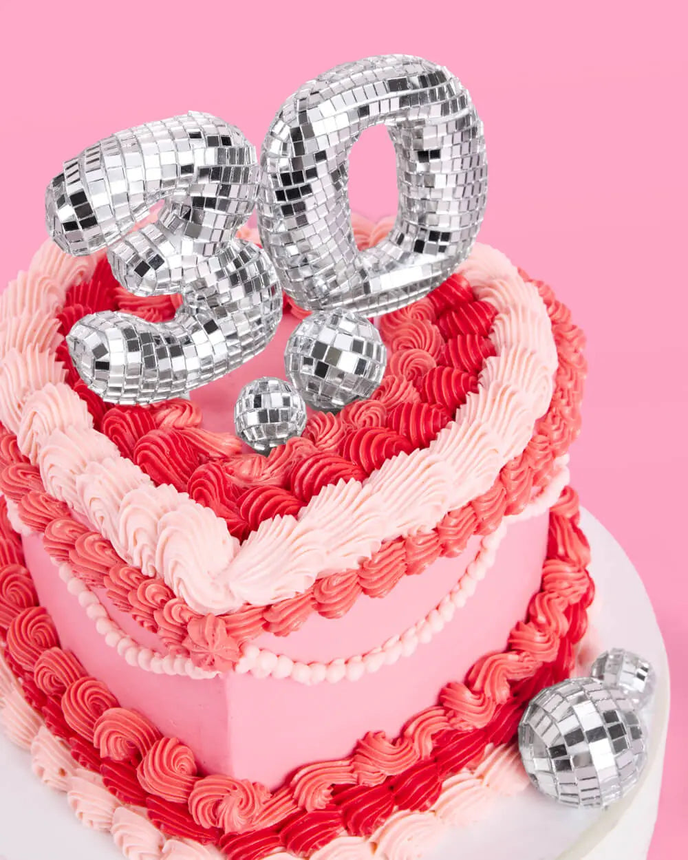 30 Disco Topper - 6 pc mirrored cake toppers xo, Fetti