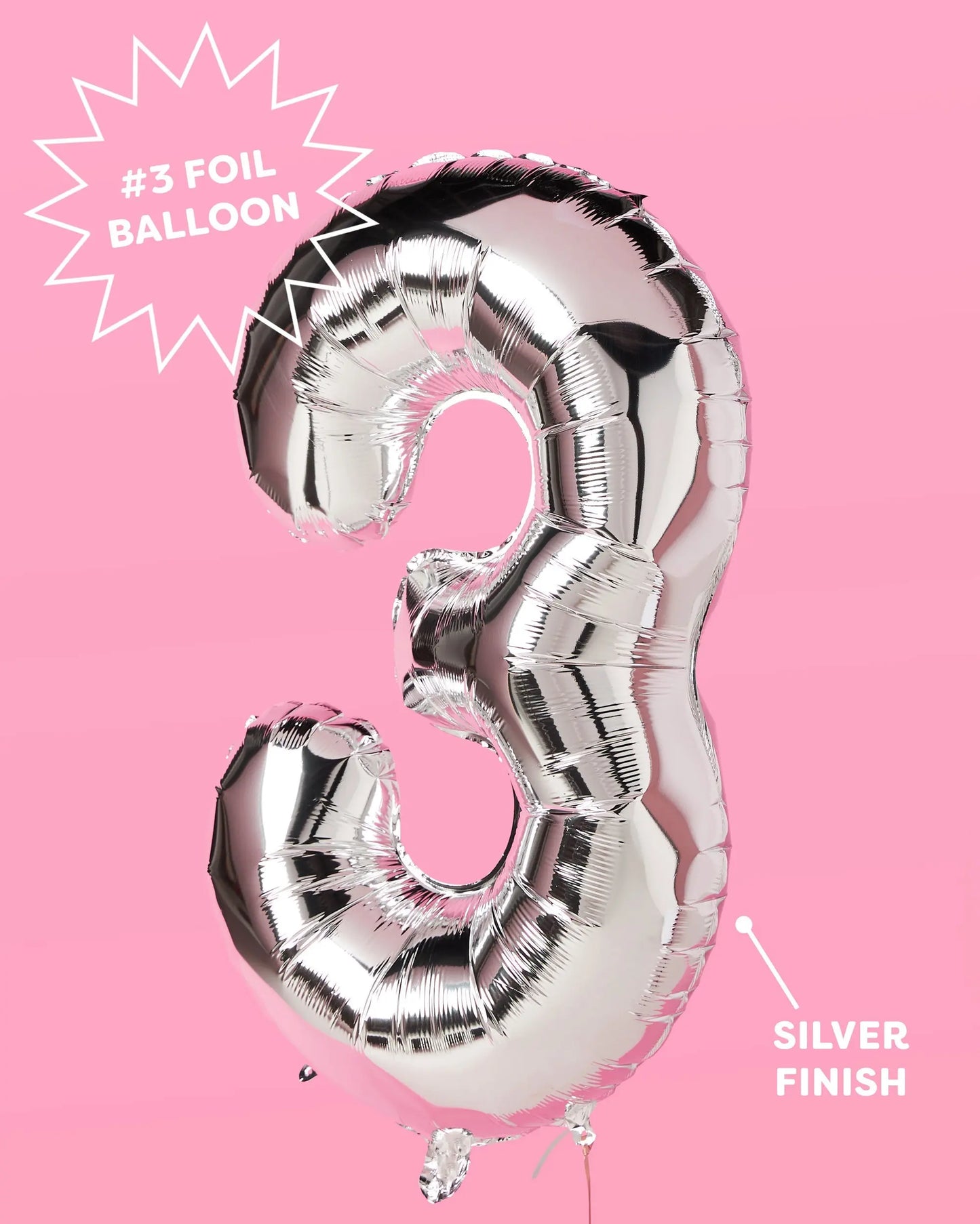 30 Number Balloons - 40" silver foil balloons xo, Fetti