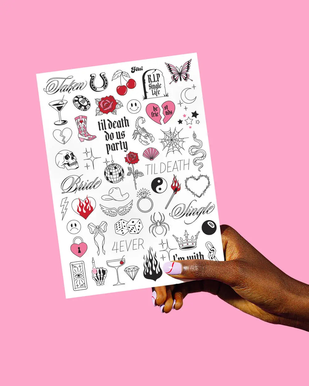 4Ever Tats - 100 foil temporary tattoos xo, Fetti