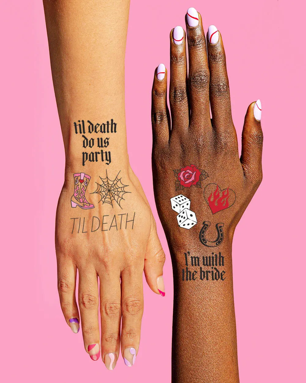 4Ever Tats - 100 foil temporary tattoos xo, Fetti