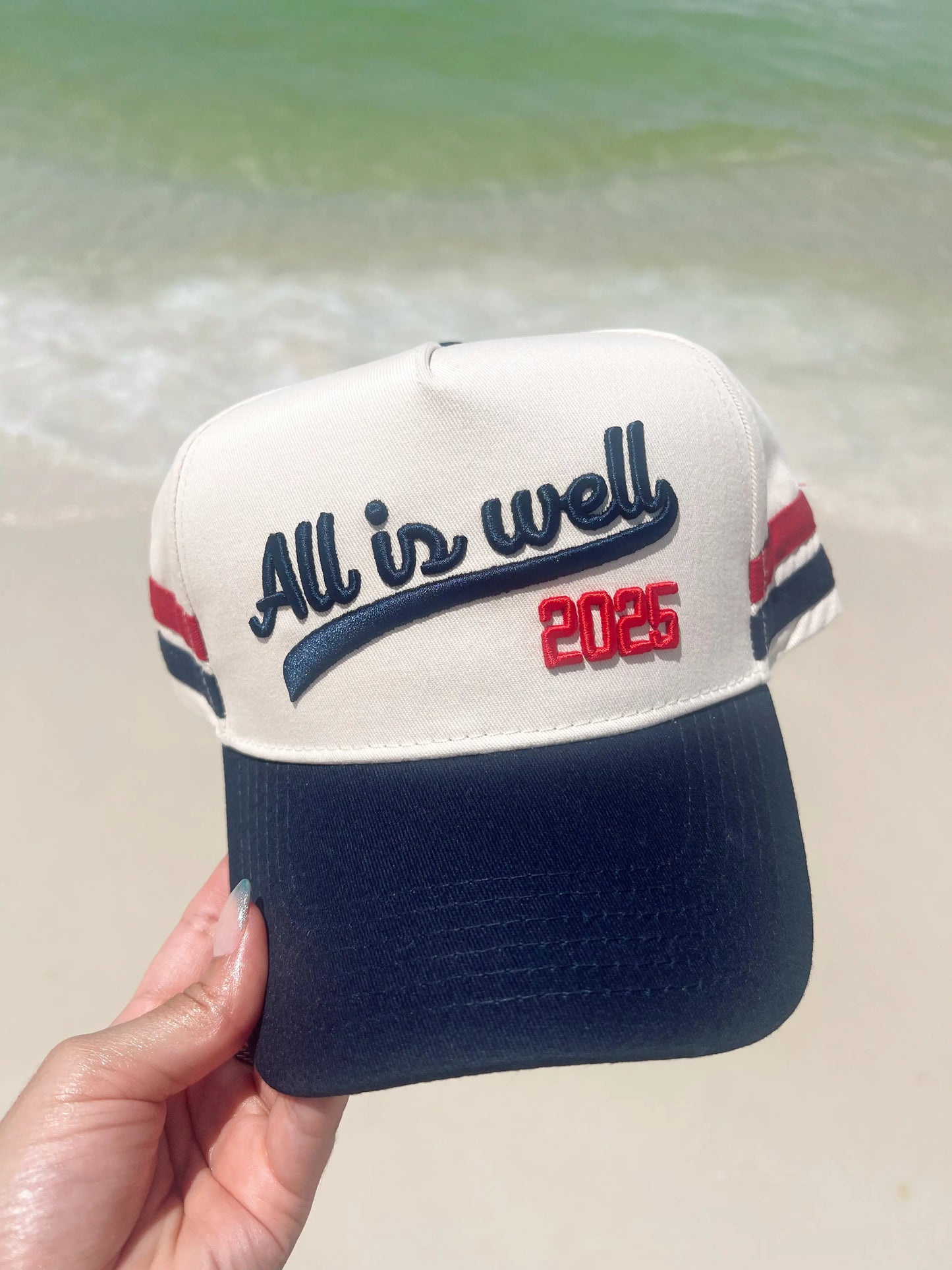 All is Well - Navy Vintage Trucker Hat KenzKustomz