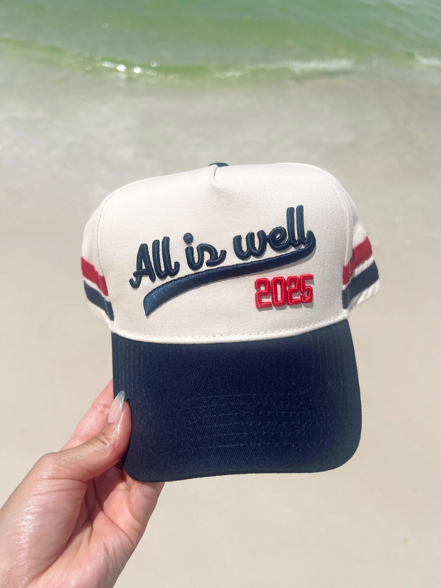 All is Well - Navy Vintage Trucker Hat KenzKustomz