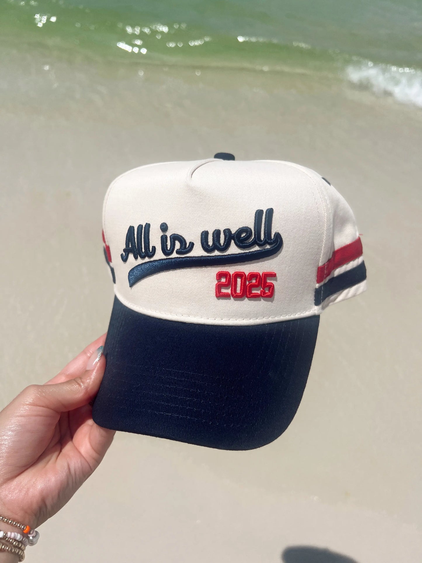 All is Well - Navy Vintage Trucker Hat KenzKustomz