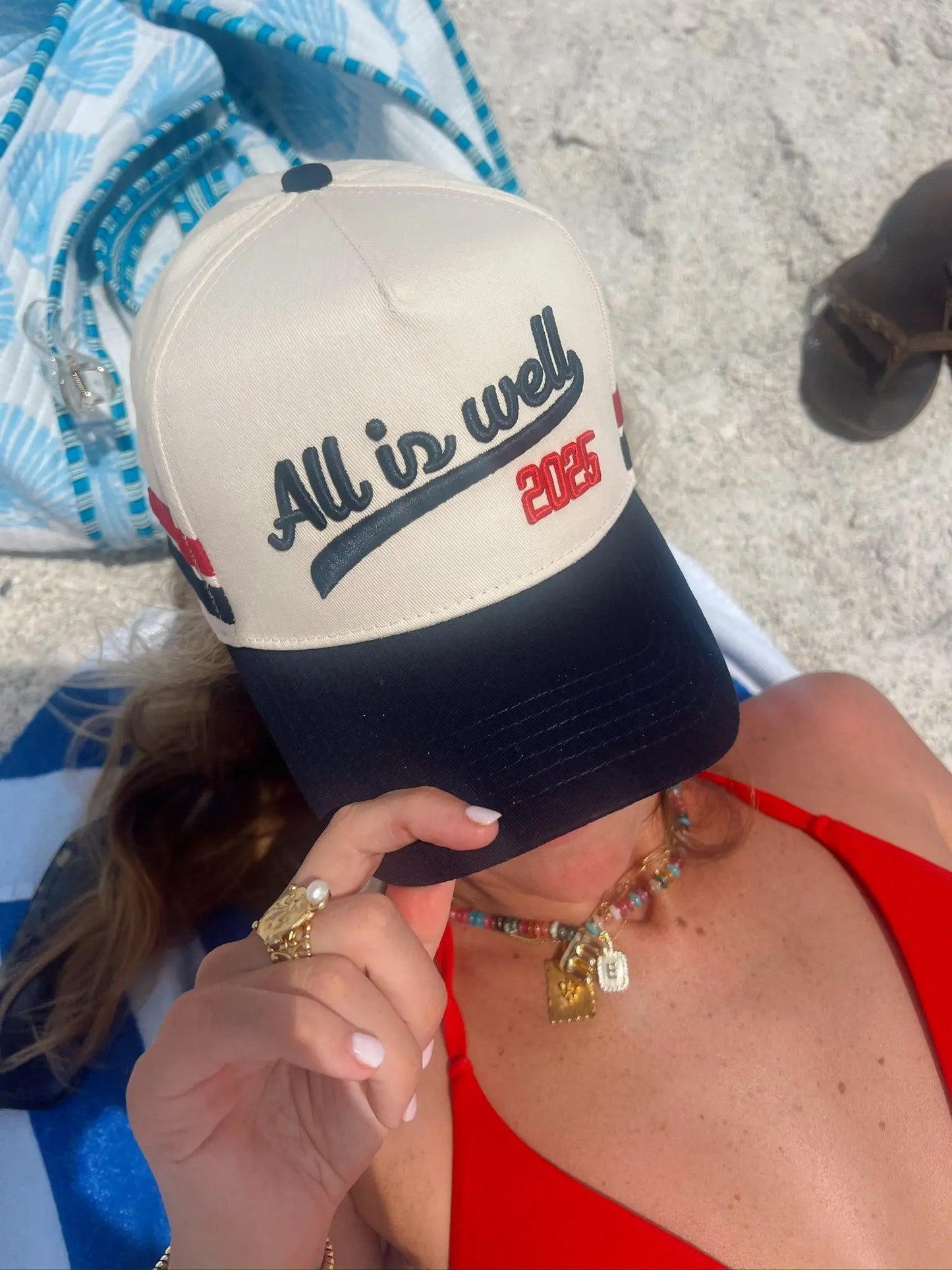 All is Well - Navy Vintage Trucker Hat KenzKustomz