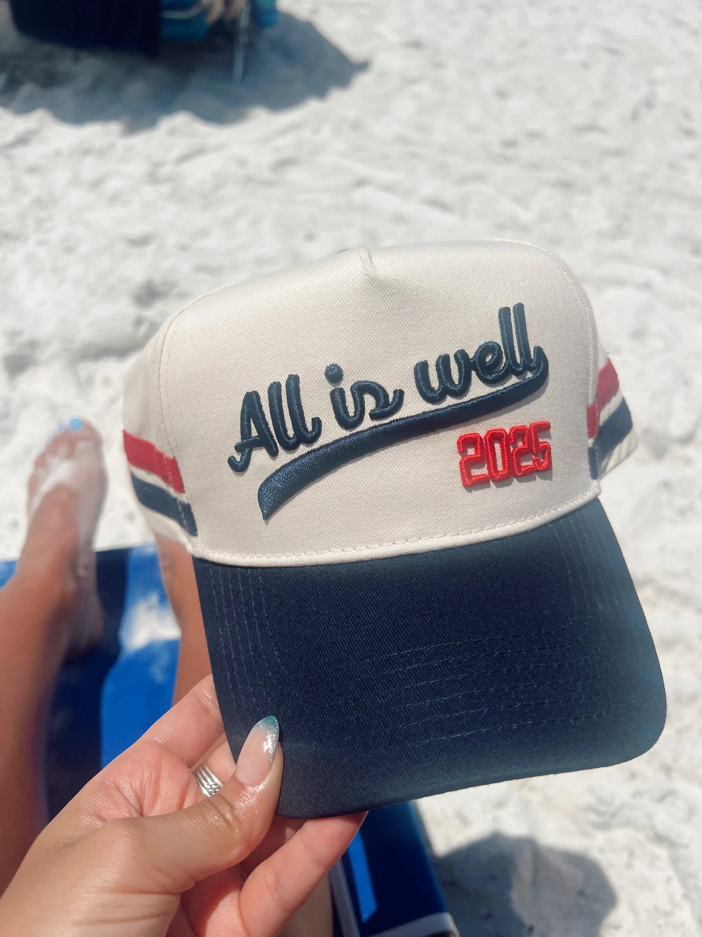 All is Well - Navy Vintage Trucker Hat KenzKustomz