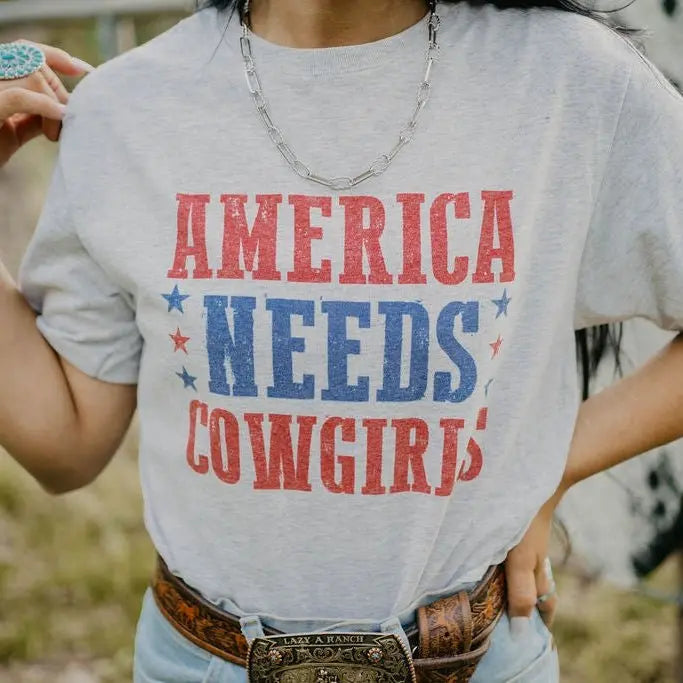 America Needs Cowgirls Graphic Tee Wild Junkie