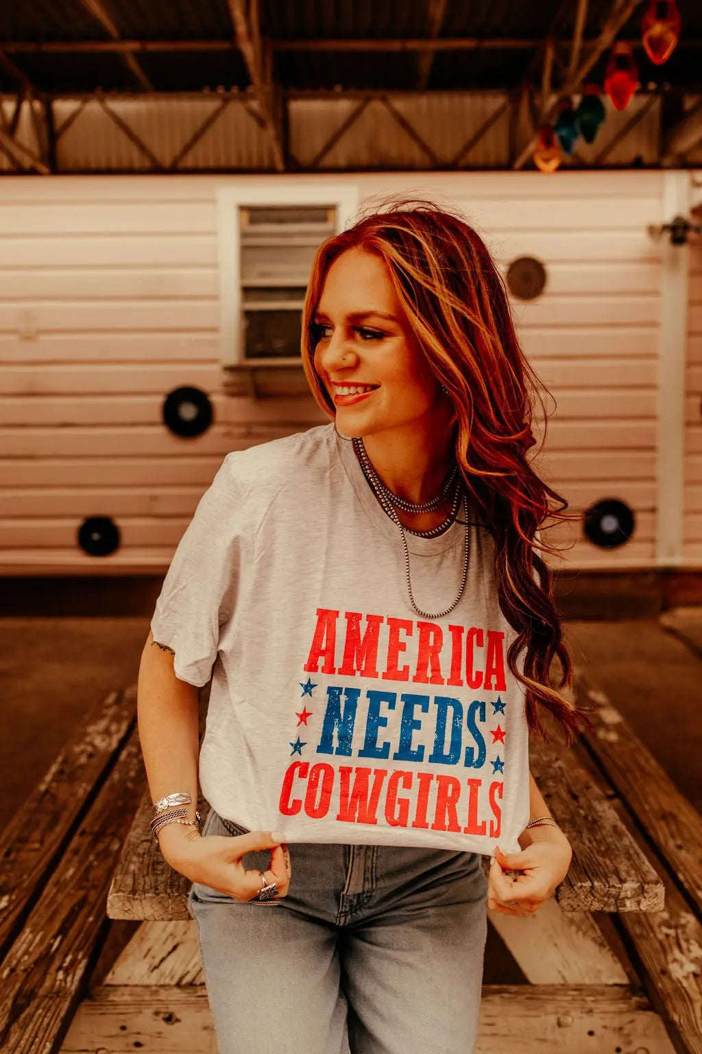 America Needs Cowgirls Graphic Tee Wild Junkie