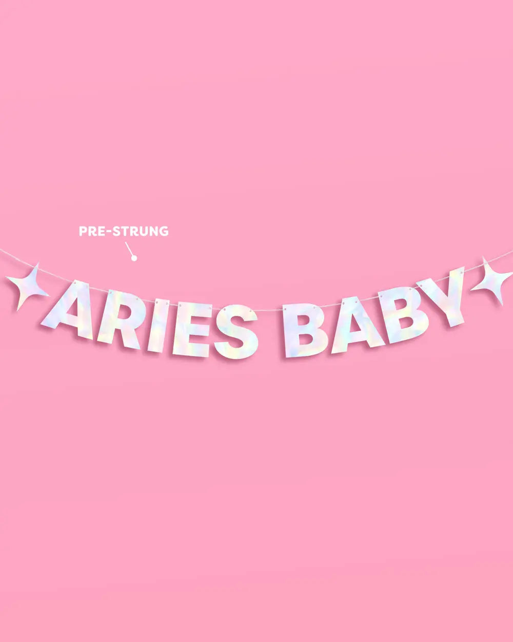 Aries Baby Banner - iridescent foil banner xo, Fetti
