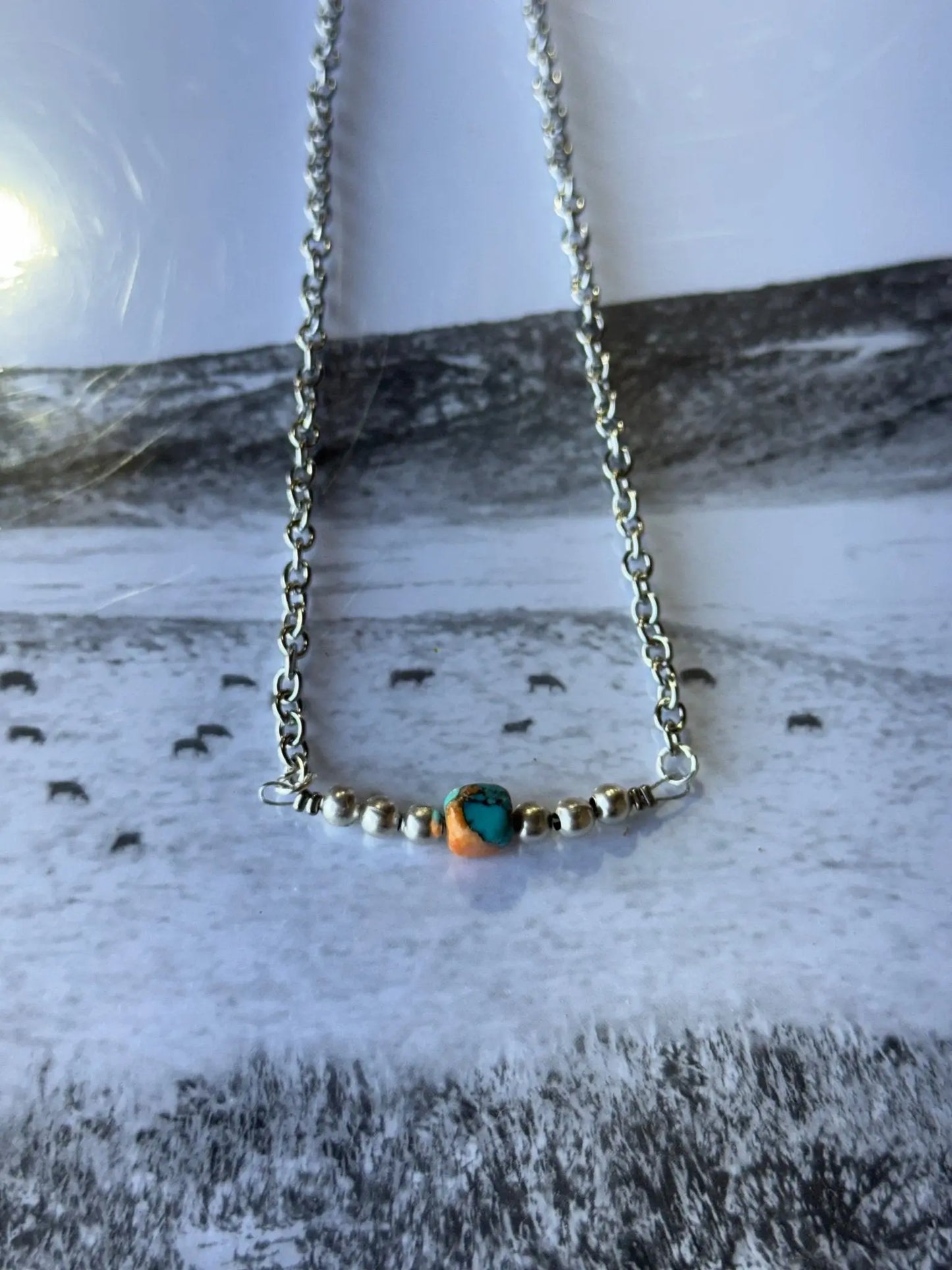 Authentic Spiny Oyster Cube & Silver Pearls Necklace Wild Junkie