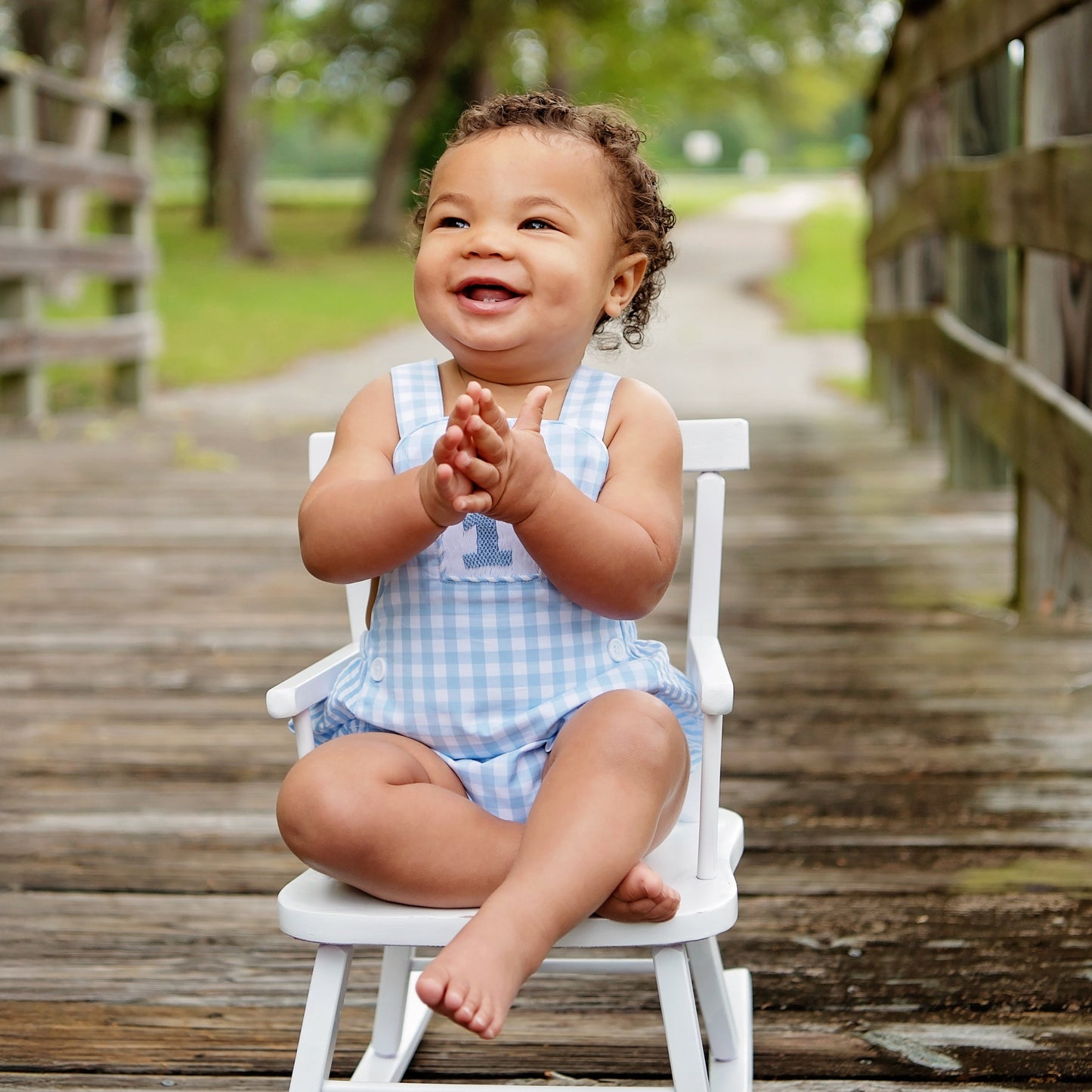 Smocked Blue First Birthday Bubble - Latchkey