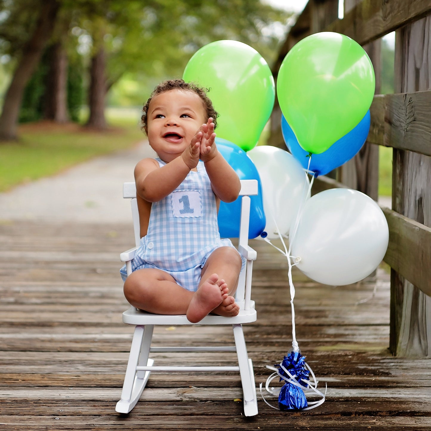 Smocked Blue First Birthday Bubble - Latchkey