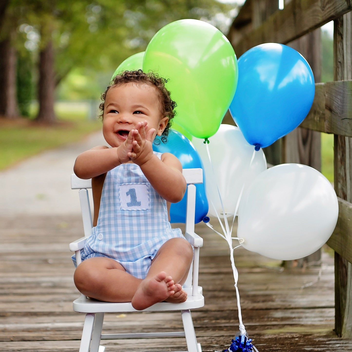 Smocked Blue First Birthday Bubble - Latchkey