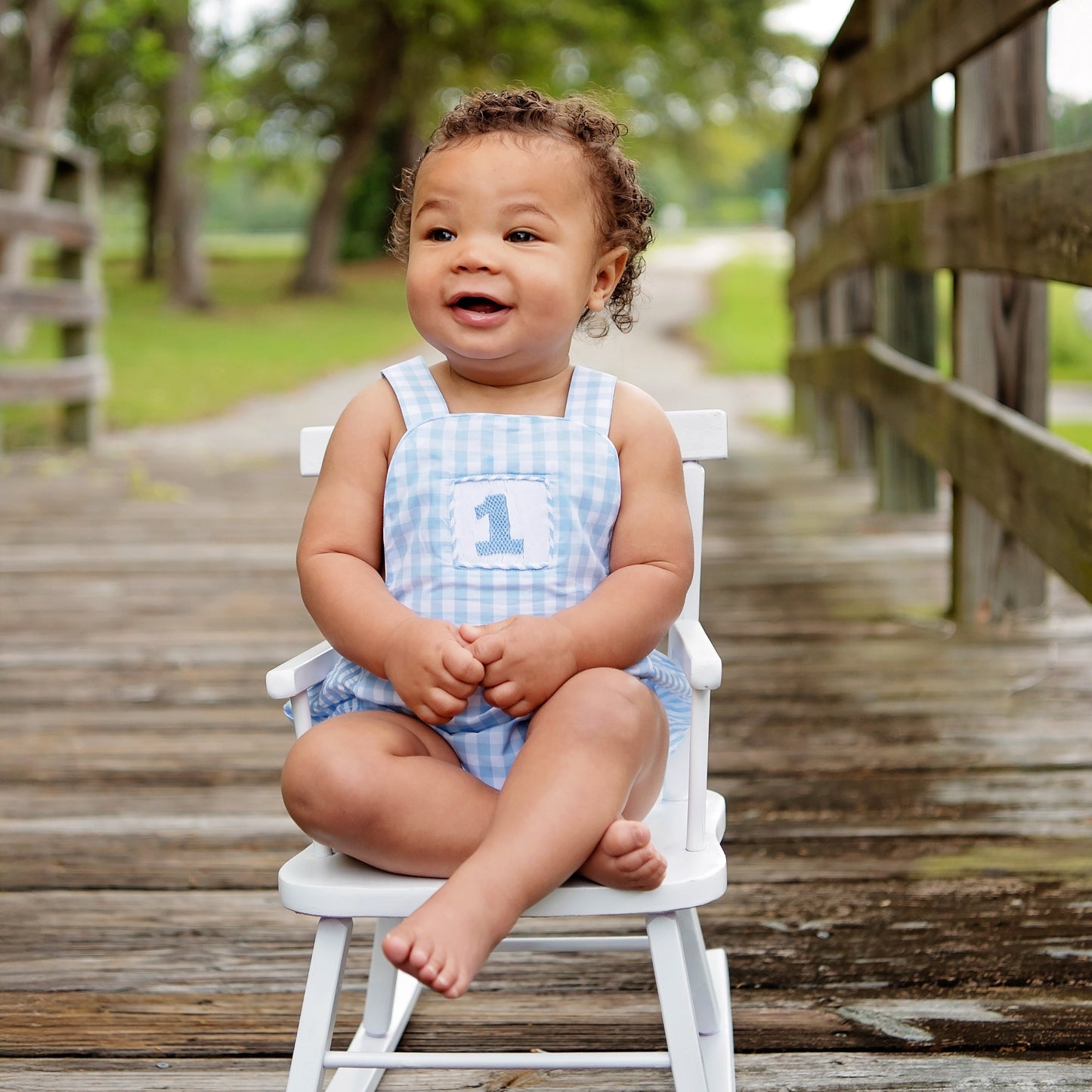 Smocked Blue First Birthday Bubble - Latchkey