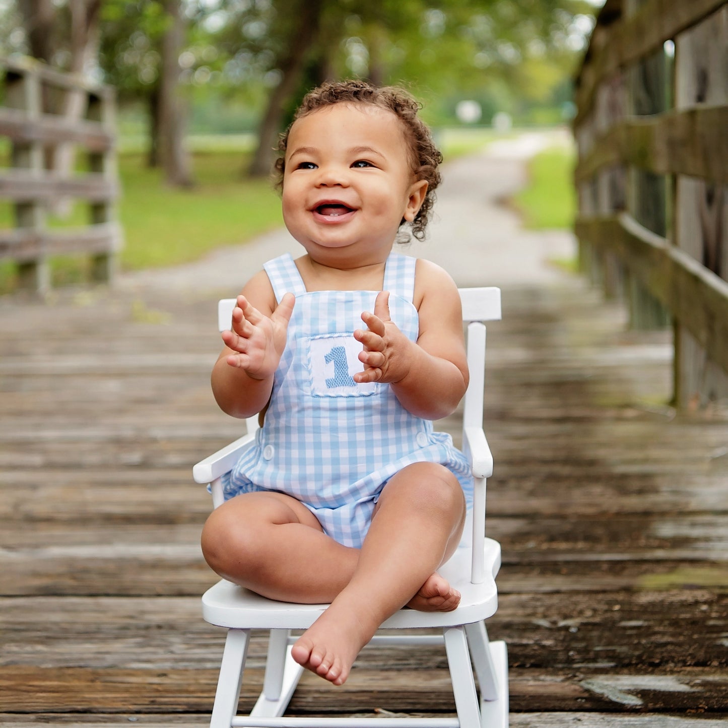 Smocked Blue First Birthday Bubble - Latchkey