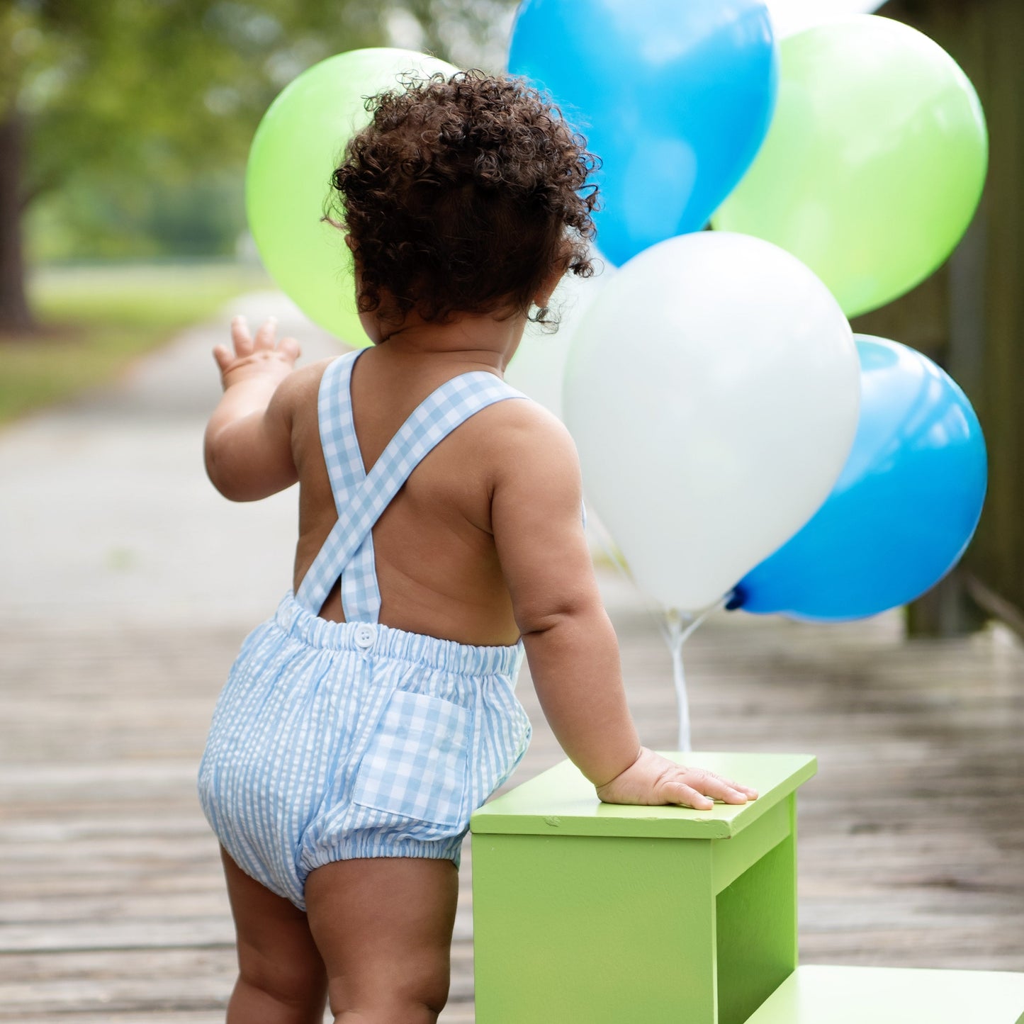 Smocked Blue First Birthday Bubble - Latchkey