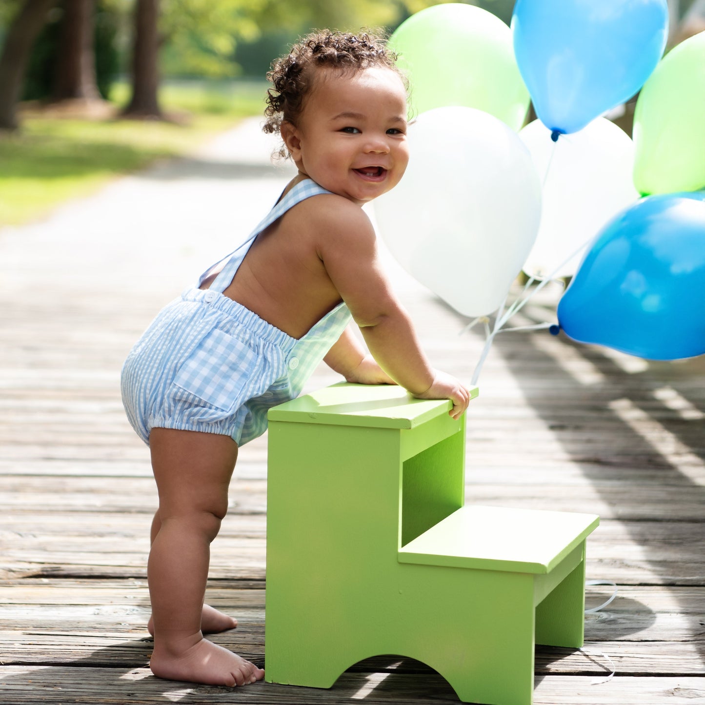 Smocked Blue First Birthday Bubble - Latchkey