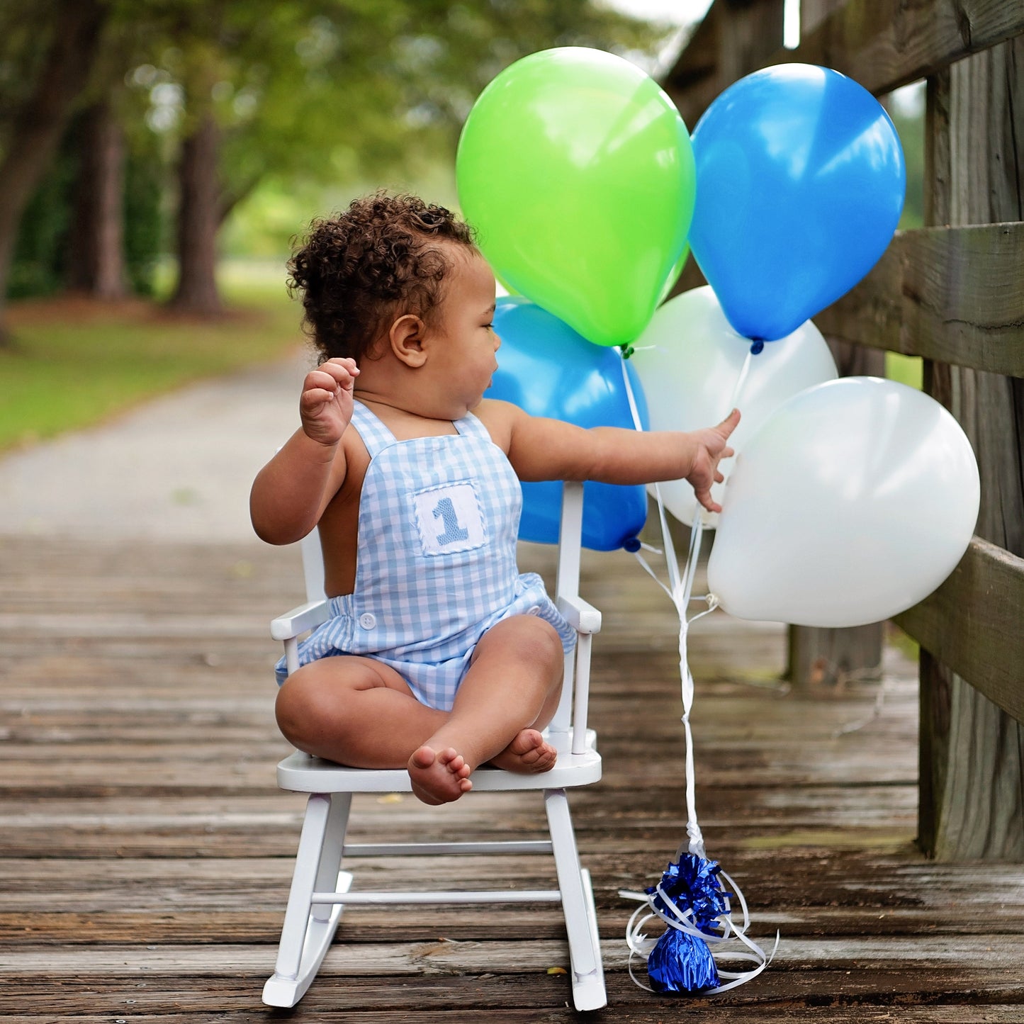 Smocked Blue First Birthday Bubble - Latchkey