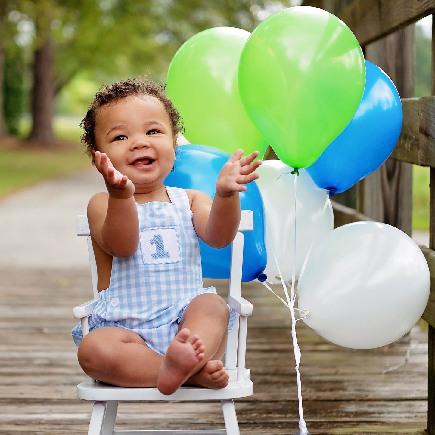Smocked Blue First Birthday Bubble - Latchkey