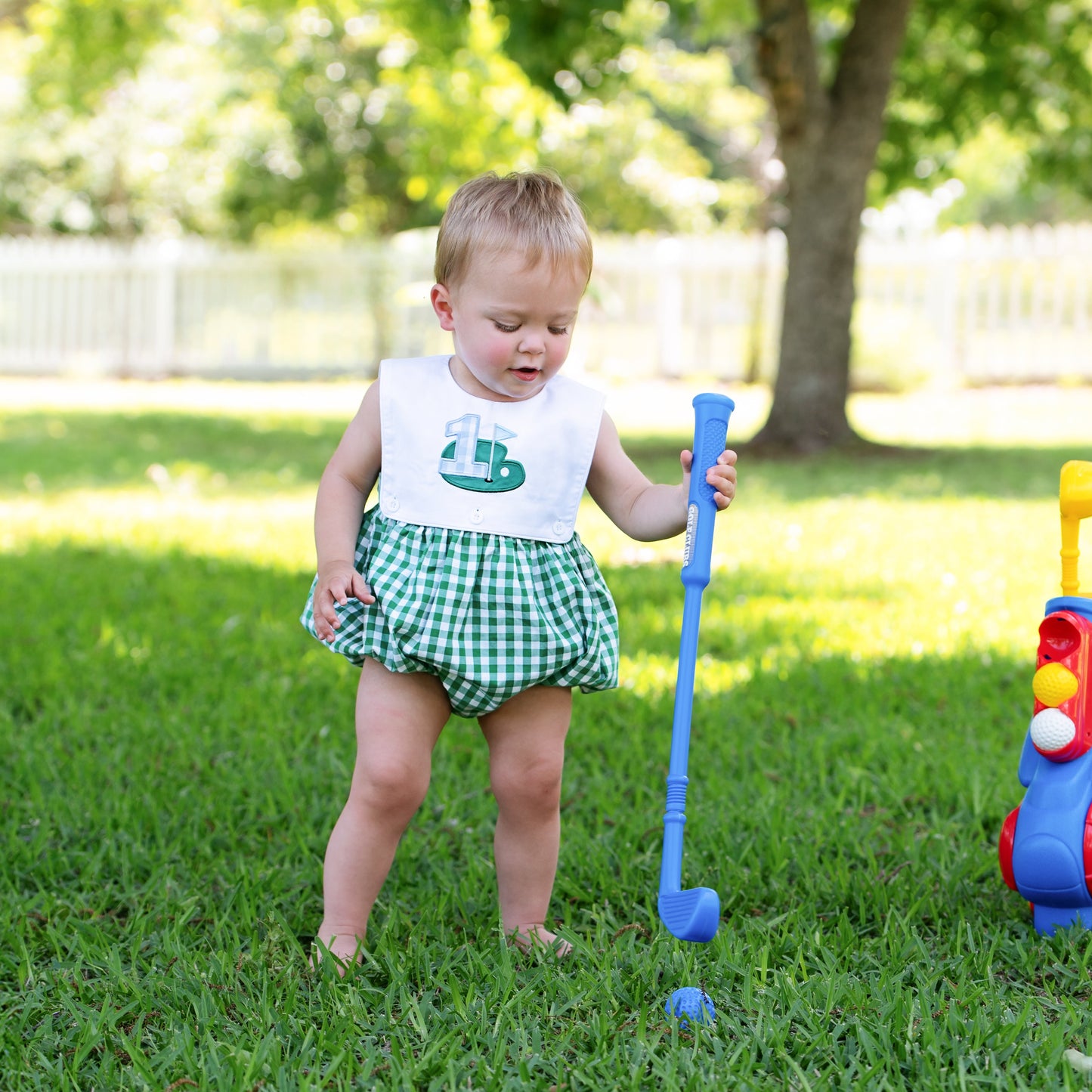 Hole-In-One First Birthday Boys Reversible Golf Bubble - Latchkey