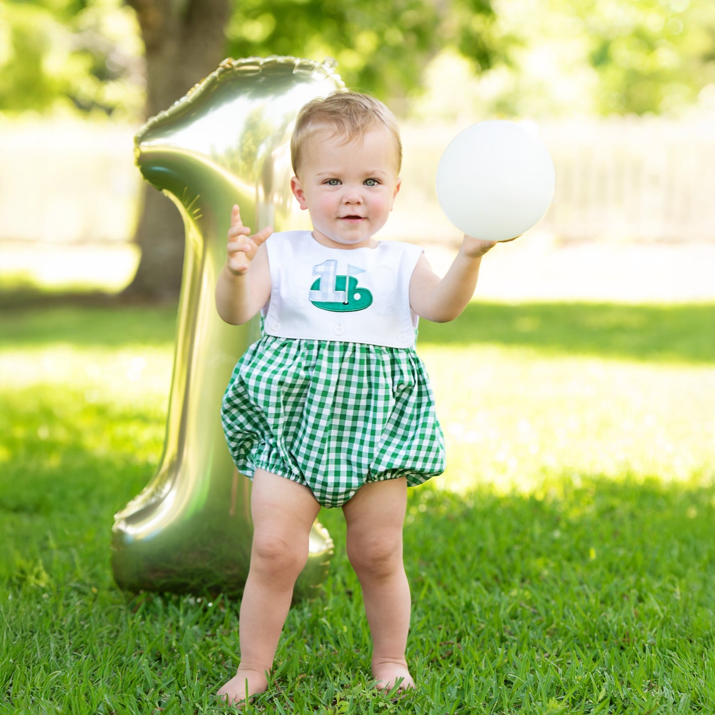Hole-In-One First Birthday Boys Reversible Golf Bubble - Latchkey
