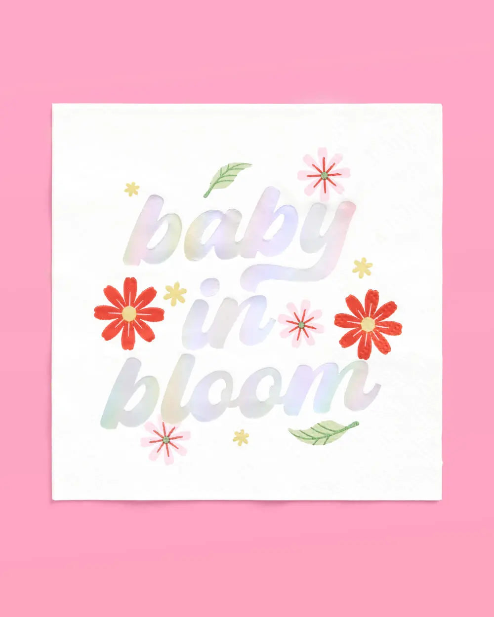 Baby in Bloom Napkins - 50 white napkins xo, Fetti