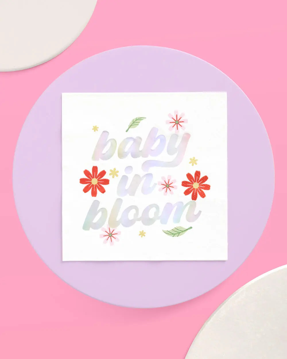 Baby in Bloom Napkins - 50 white napkins xo, Fetti