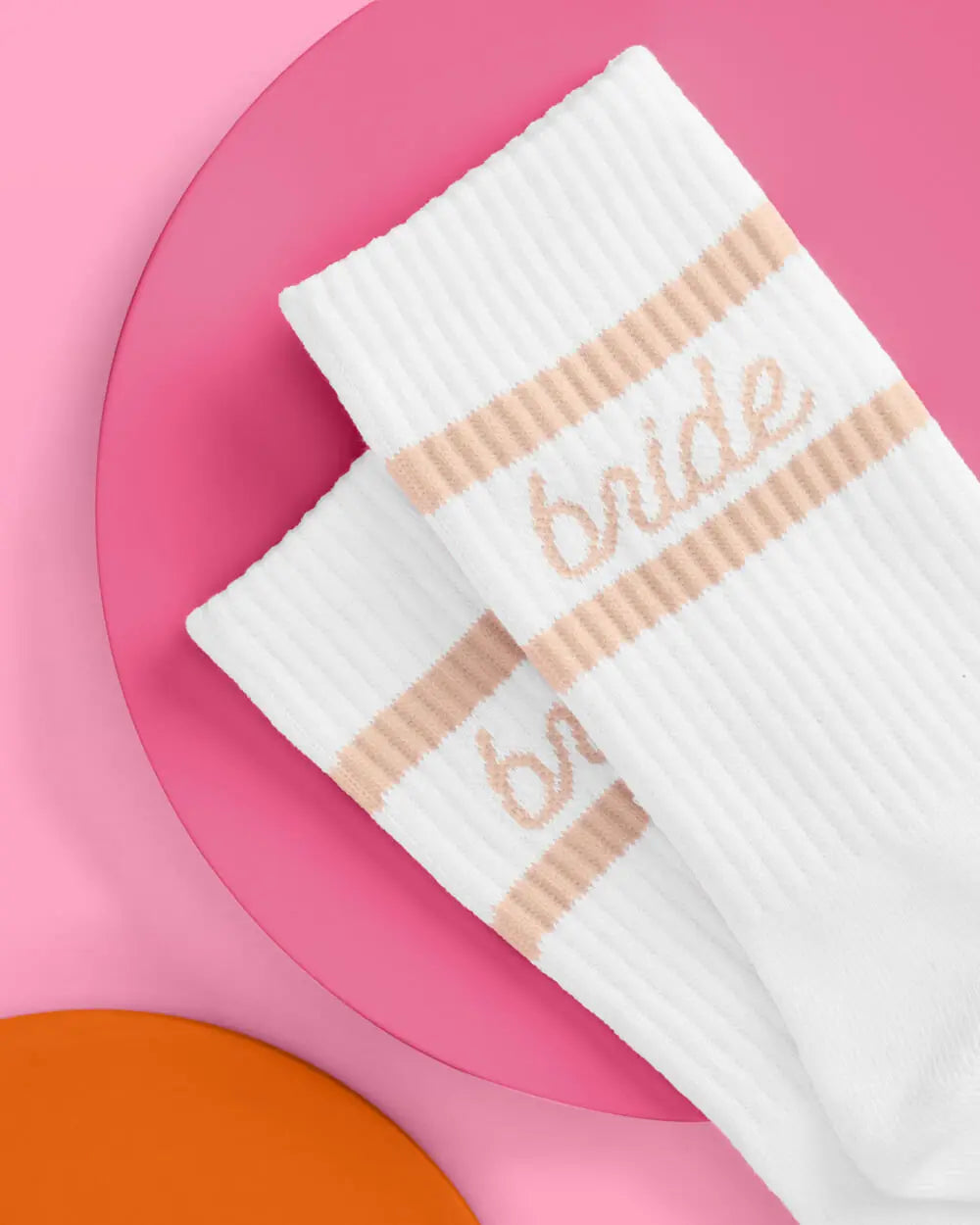 Beige Bride Socks - white tube socks xo, Fetti
