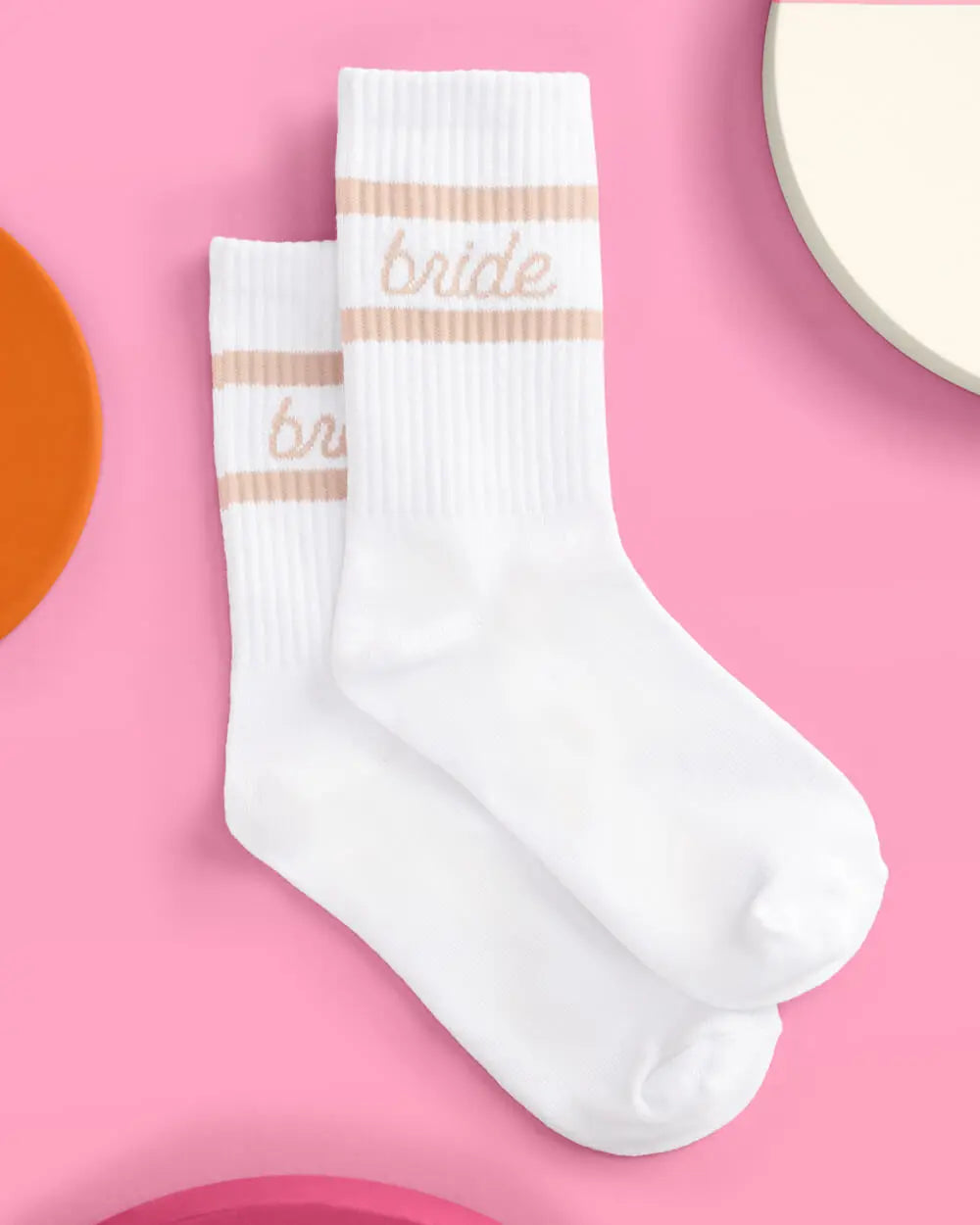 Beige Bride Socks - white tube socks xo, Fetti