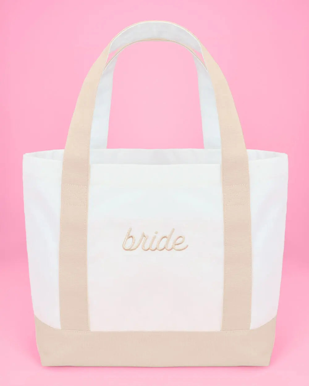 Beige Bride Tote - embroidered cotton tote xo, Fetti