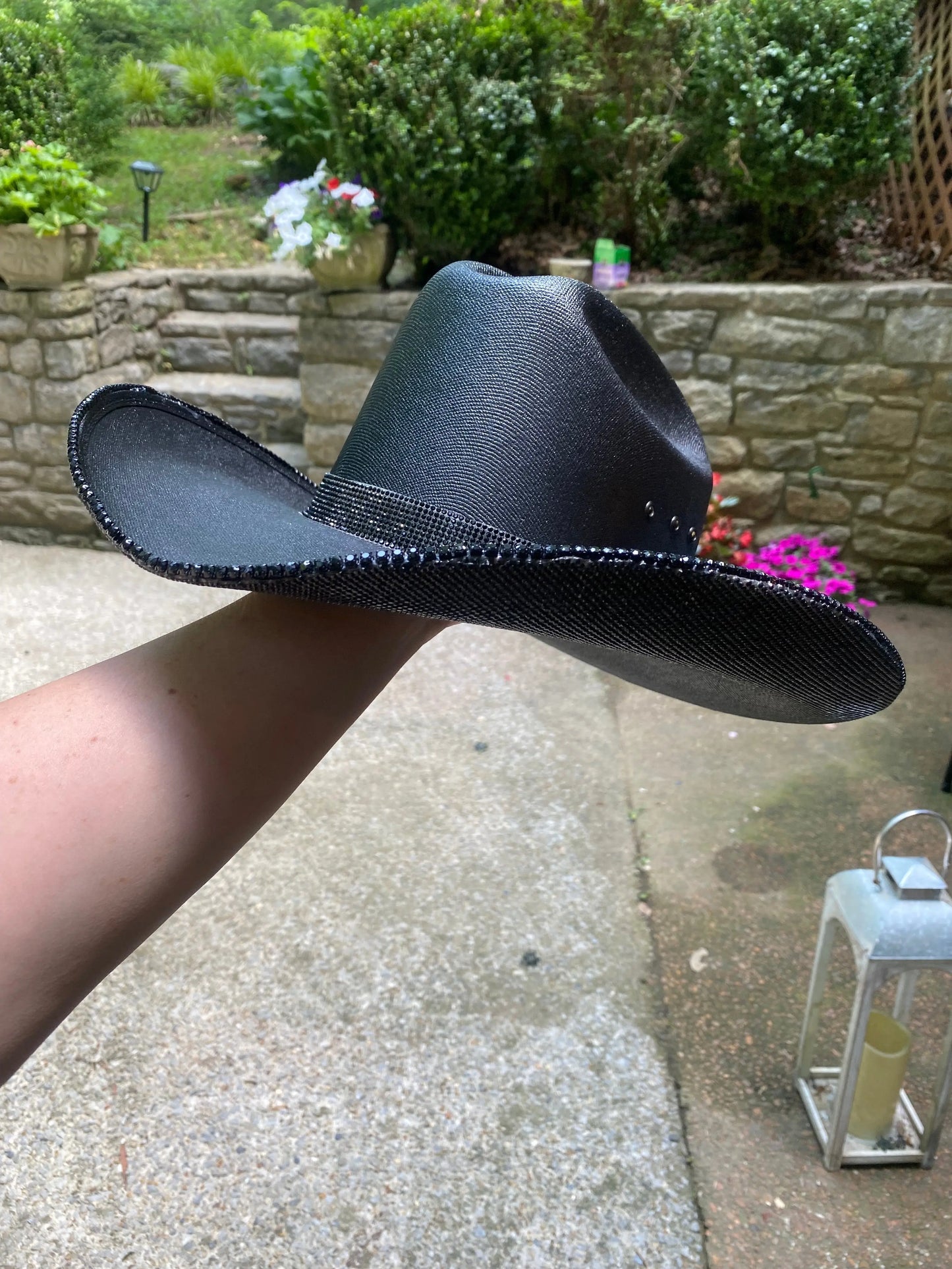 "Blacked Out" - Underneath Brim Only Rhinestone Cowgirl