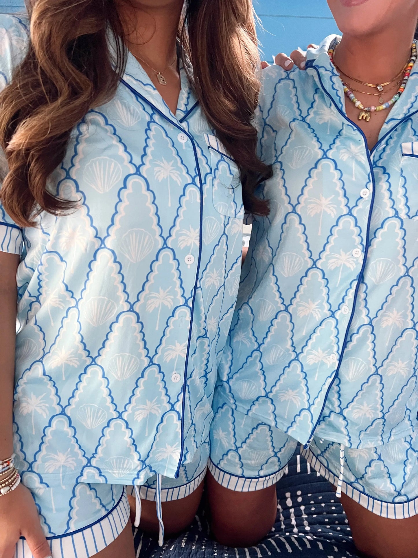 Blue Palms - Short Sleeve Pajama Set KenzKustomz