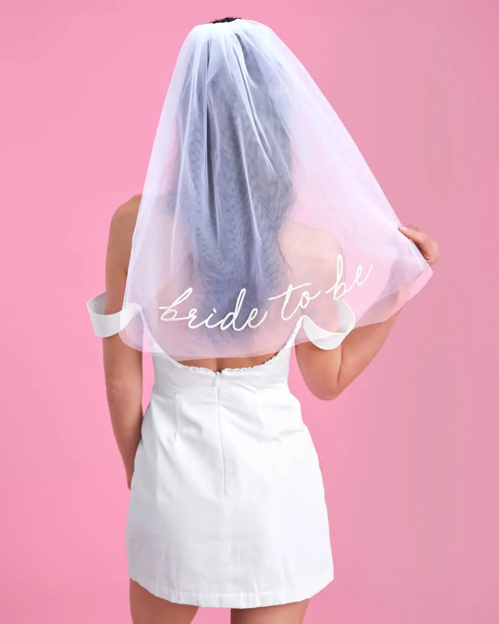 Bride To Be Veil - white embroidered veil xo, Fetti