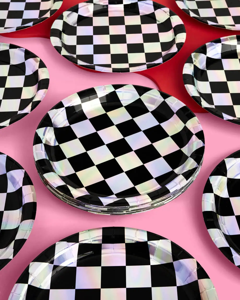 Checked Out Plates - 25 paper plates xo, Fetti