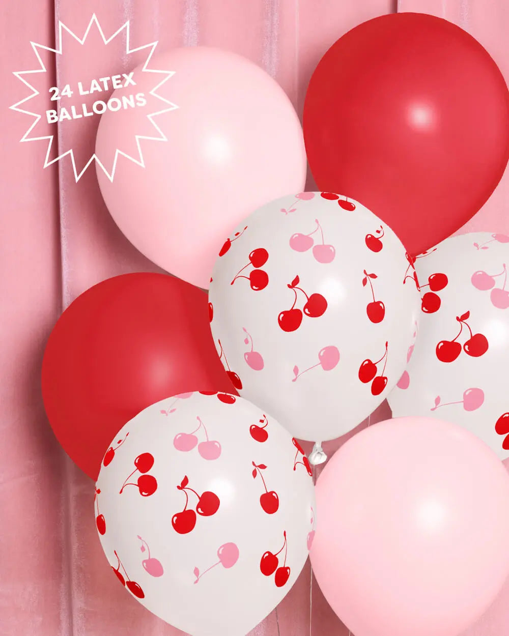 Cherry Balloon Pack - 24 latex balloons xo, Fetti