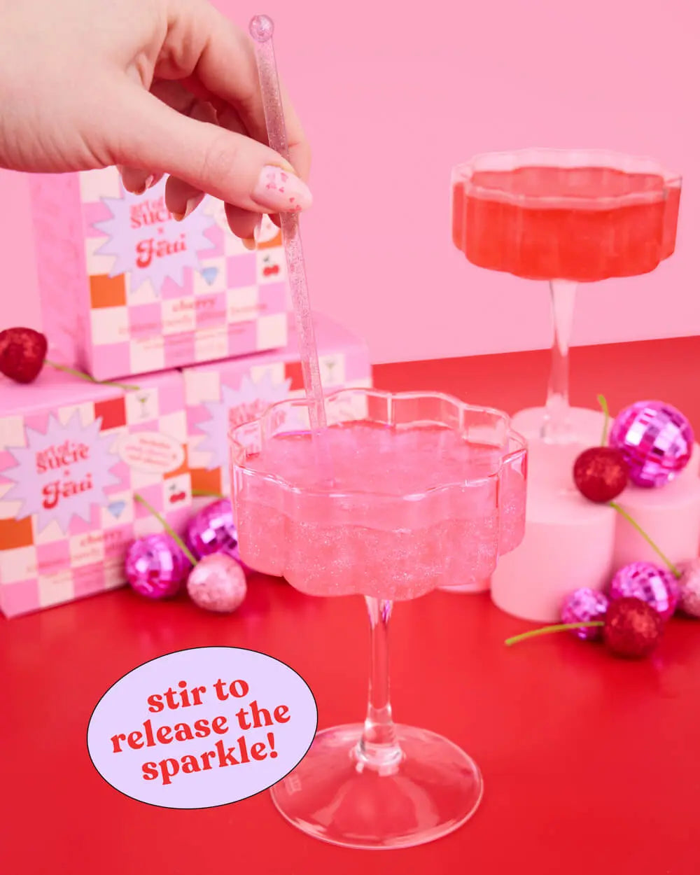 Cherry Glitter Bombs - 4 cotton candy glitter bombs xo, Fetti