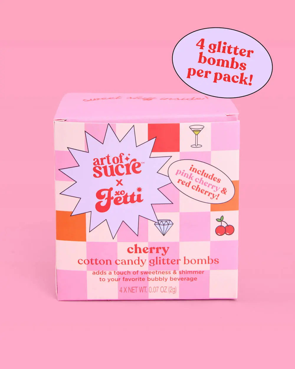 Cherry Glitter Bombs - 4 cotton candy glitter bombs xo, Fetti