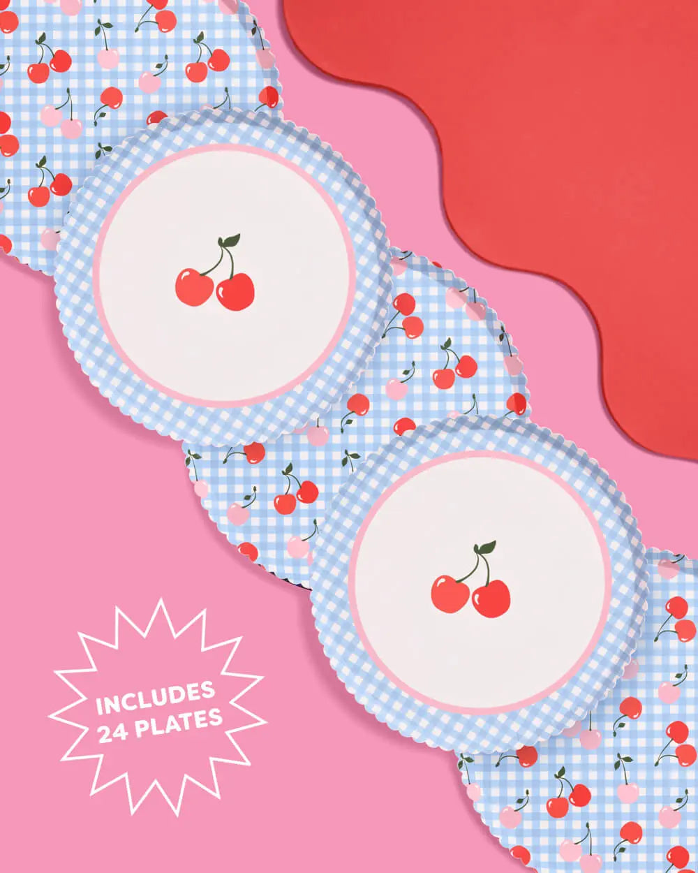 Cherry Plates - 24 paper plates xo, Fetti