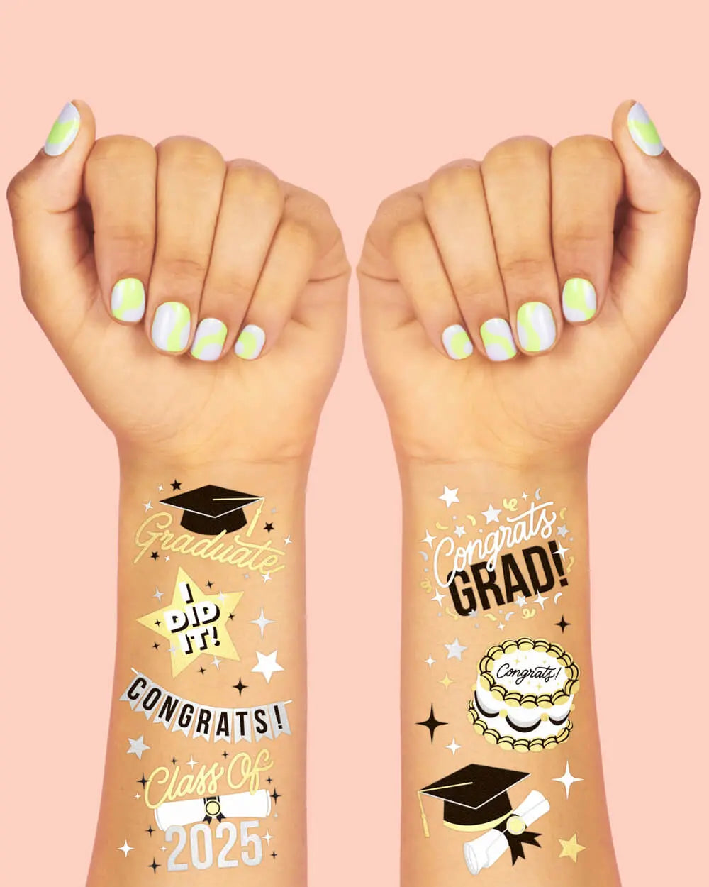 Class of '25 Tats - 48 foil temporary tattoos xo, Fetti