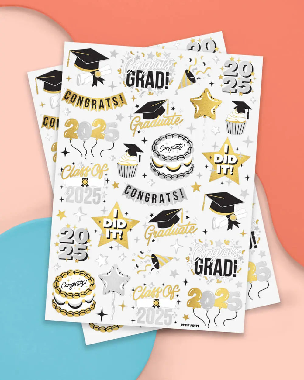 Class of '25 Tats - 48 foil temporary tattoos xo, Fetti