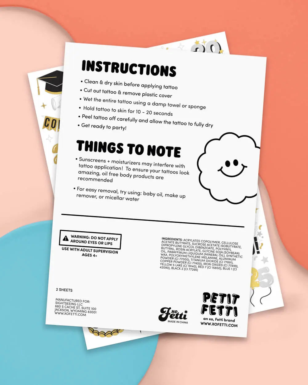 Class of '25 Tats - 48 foil temporary tattoos xo, Fetti