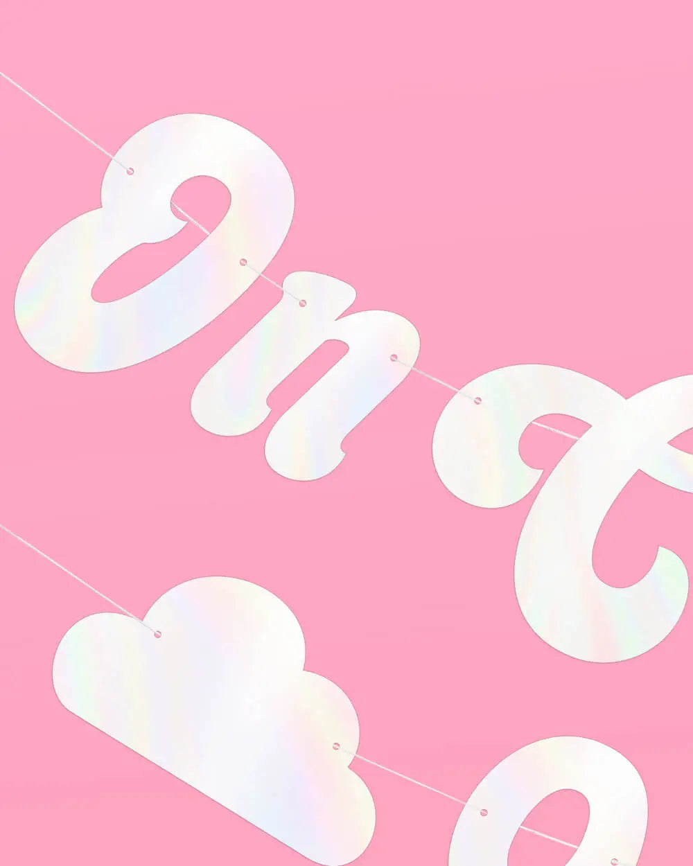 Cloud Nine Banner - white iri foil banner xo, Fetti